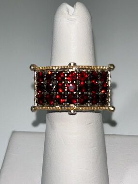 NWOT Gems En Vogue Designer Palladium 14k Accent Genuine Garnet Bridge Ring